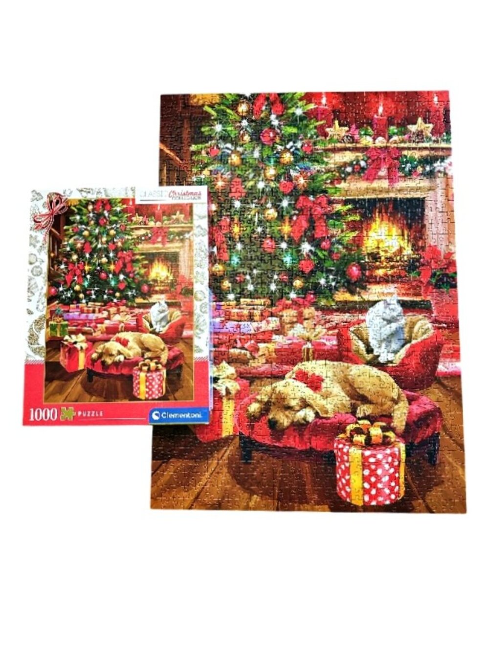 Christmas by the Fire LAB Jigsaw Puzzle 1000 Piece Portrait Clementoni COMPLETE! - Picture 2 of 8